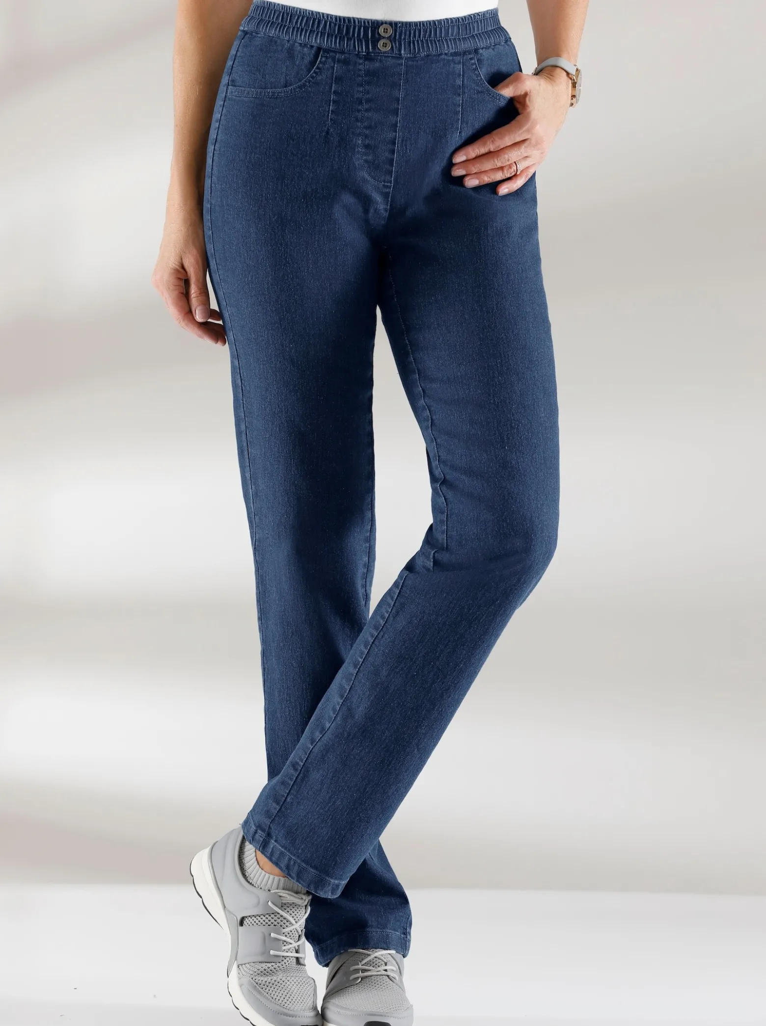 Schlupfjeans mit imitierter Reißverschluss-Blende
