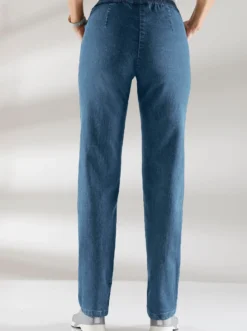 Schlupfjeans mit imitierter Reißverschluss-Blende