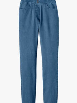 Schlupfjeans mit imitierter Reißverschluss-Blende
