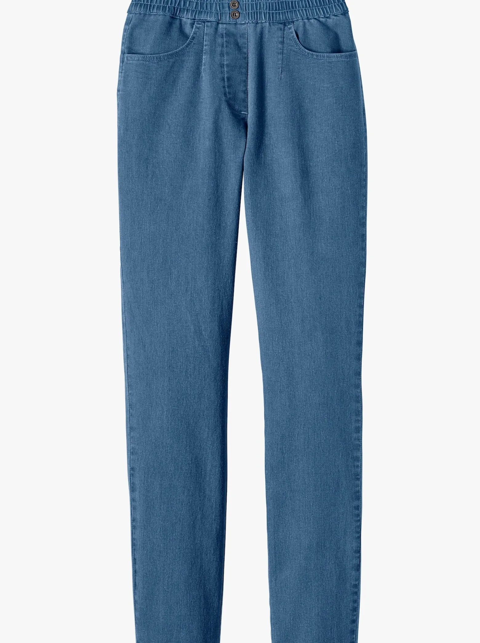 Schlupfjeans mit imitierter Reißverschluss-Blende