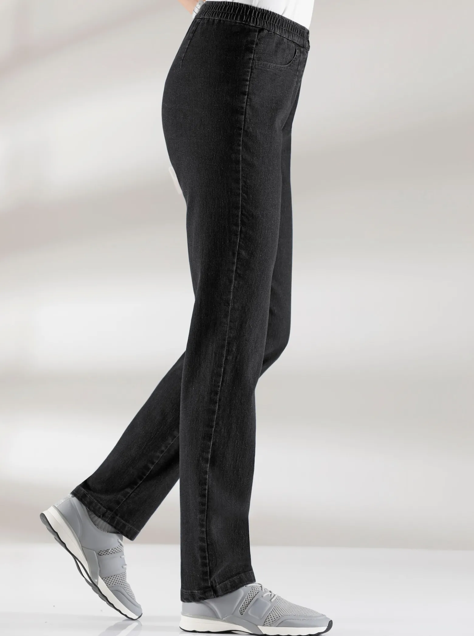 Schlupfjeans mit imitierter Reißverschluss-Blende