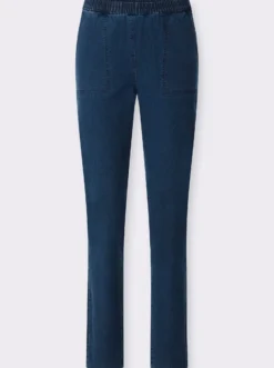 Schlupfjeans mit schrägen Taschen