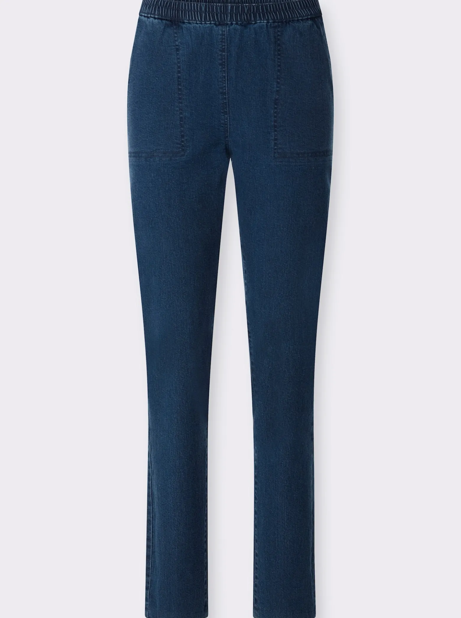 Schlupfjeans mit schrägen Taschen