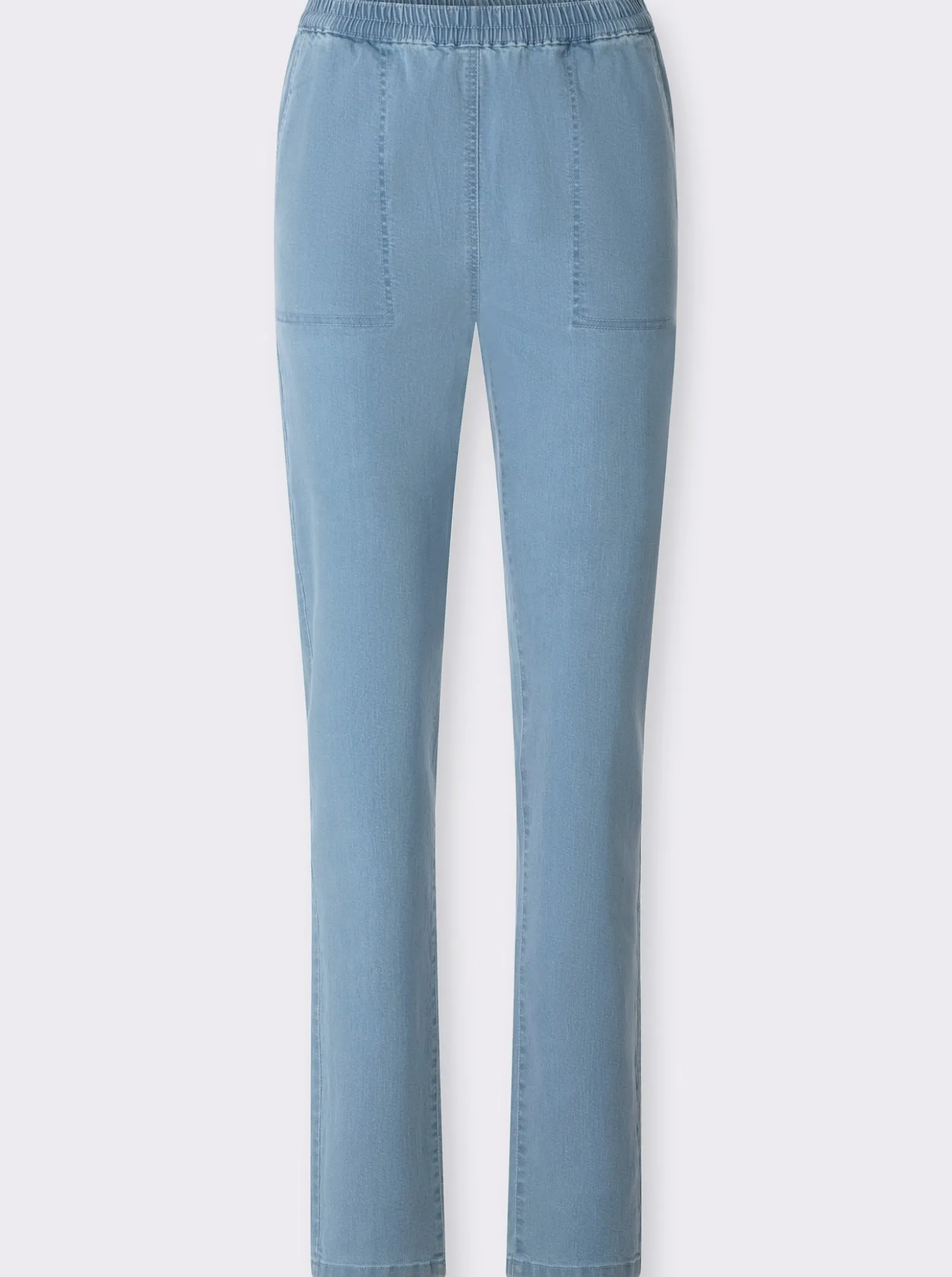 Schlupfjeans mit schrägen Taschen