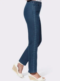 Schlupfjeans mit seitlichem Druck