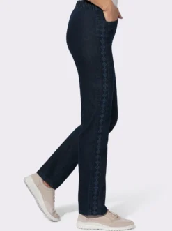 Schlupfjeans mit seitlichem Druck