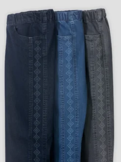 Schlupfjeans mit seitlichem Druck