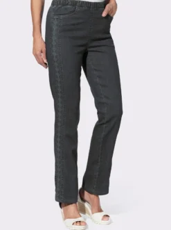 Schlupfjeans mit seitlichem Druck