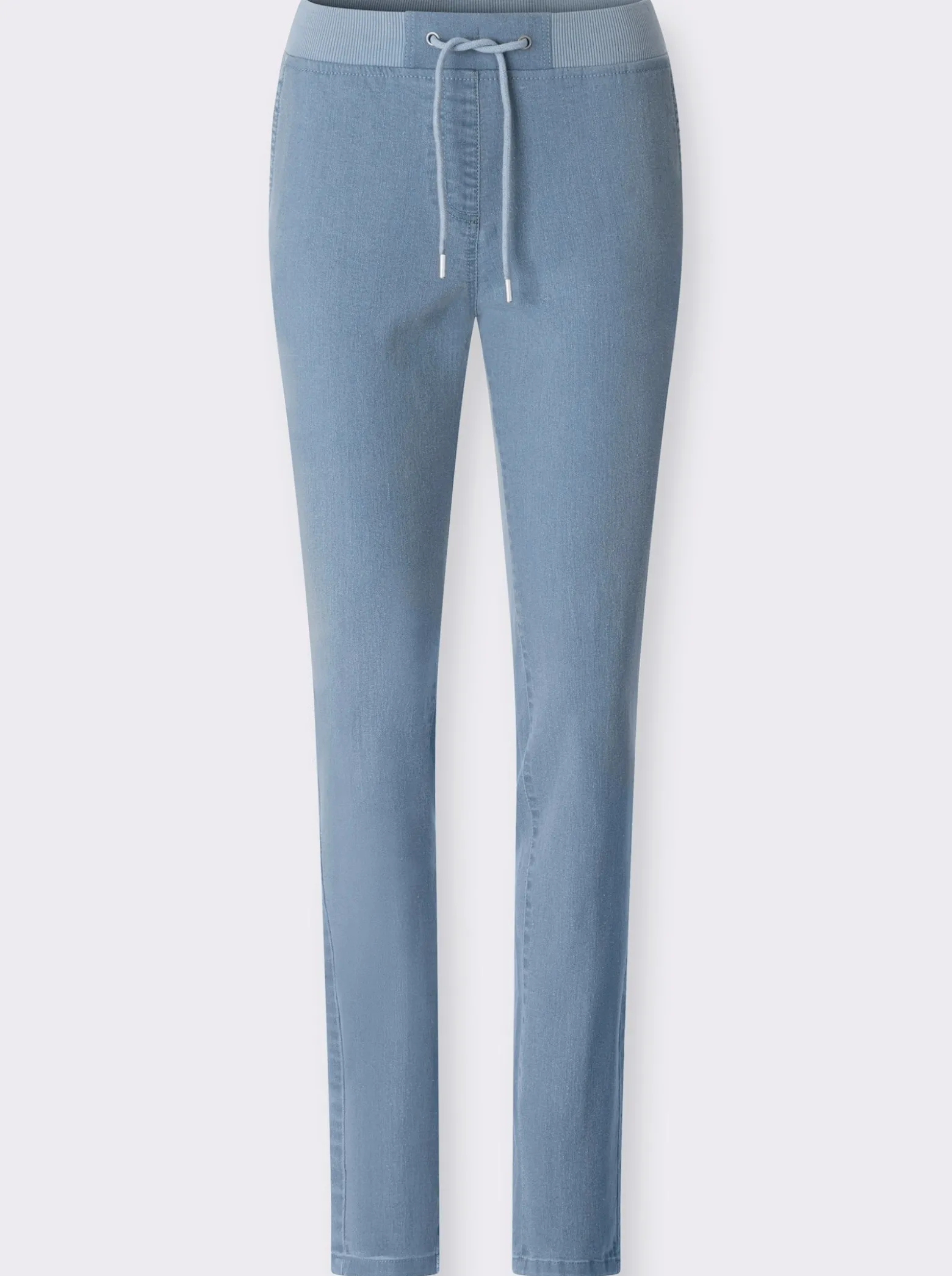 Schlupfjeans mit Ösen und Zierband