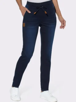 Schlupfjeans mit Tunnelzug und Bindeband