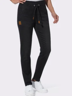 Schlupfjeans mit Tunnelzug und Bindeband