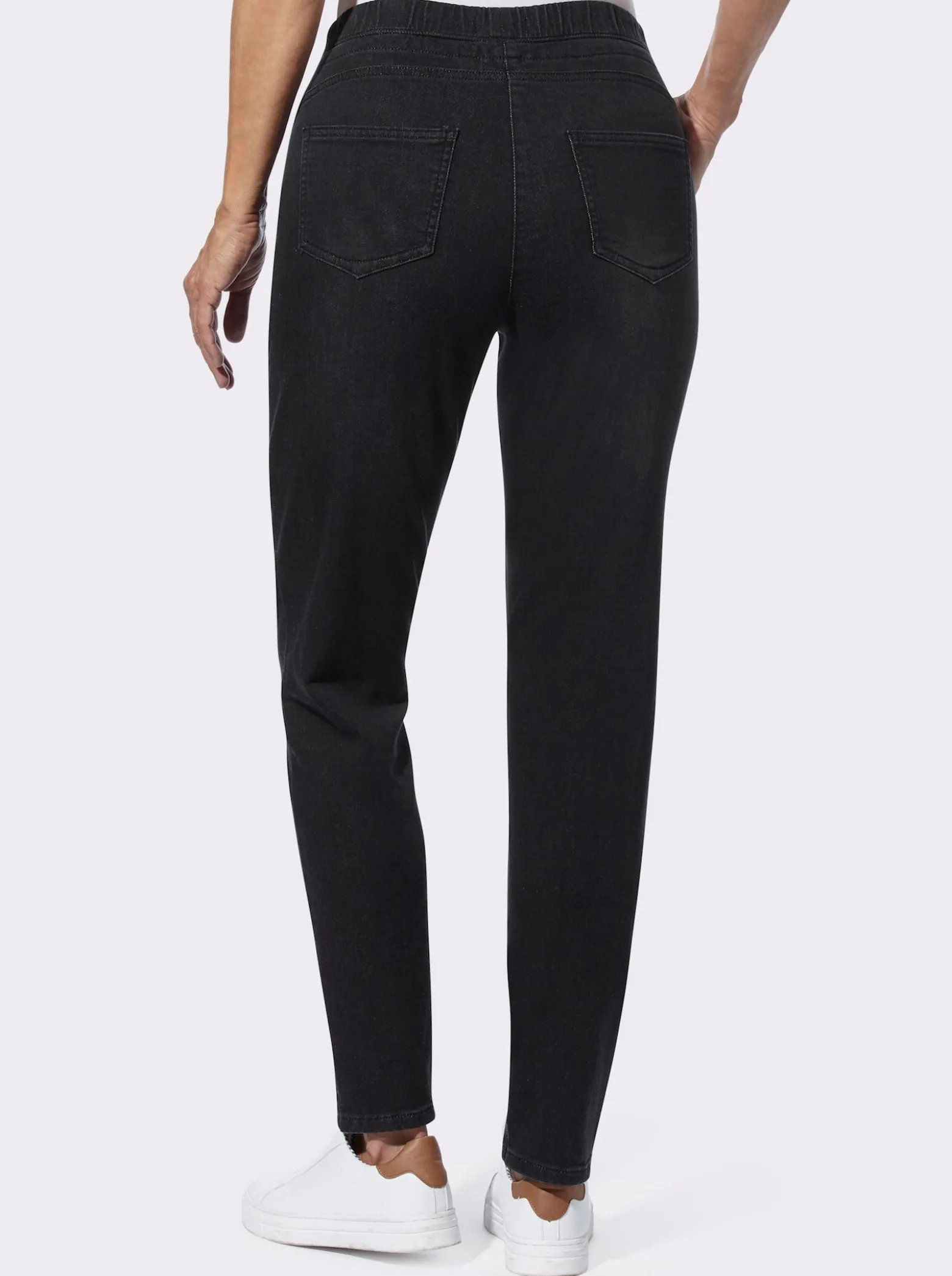 Schlupfjeans mit Tunnelzug und Bindeband