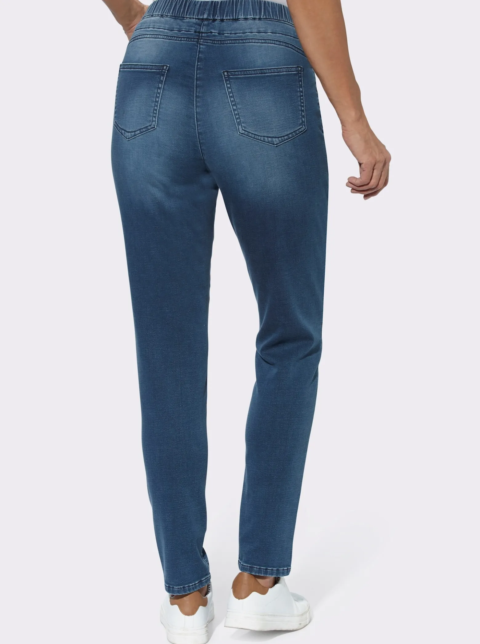 Schlupfjeans mit Tunnelzug und Bindeband