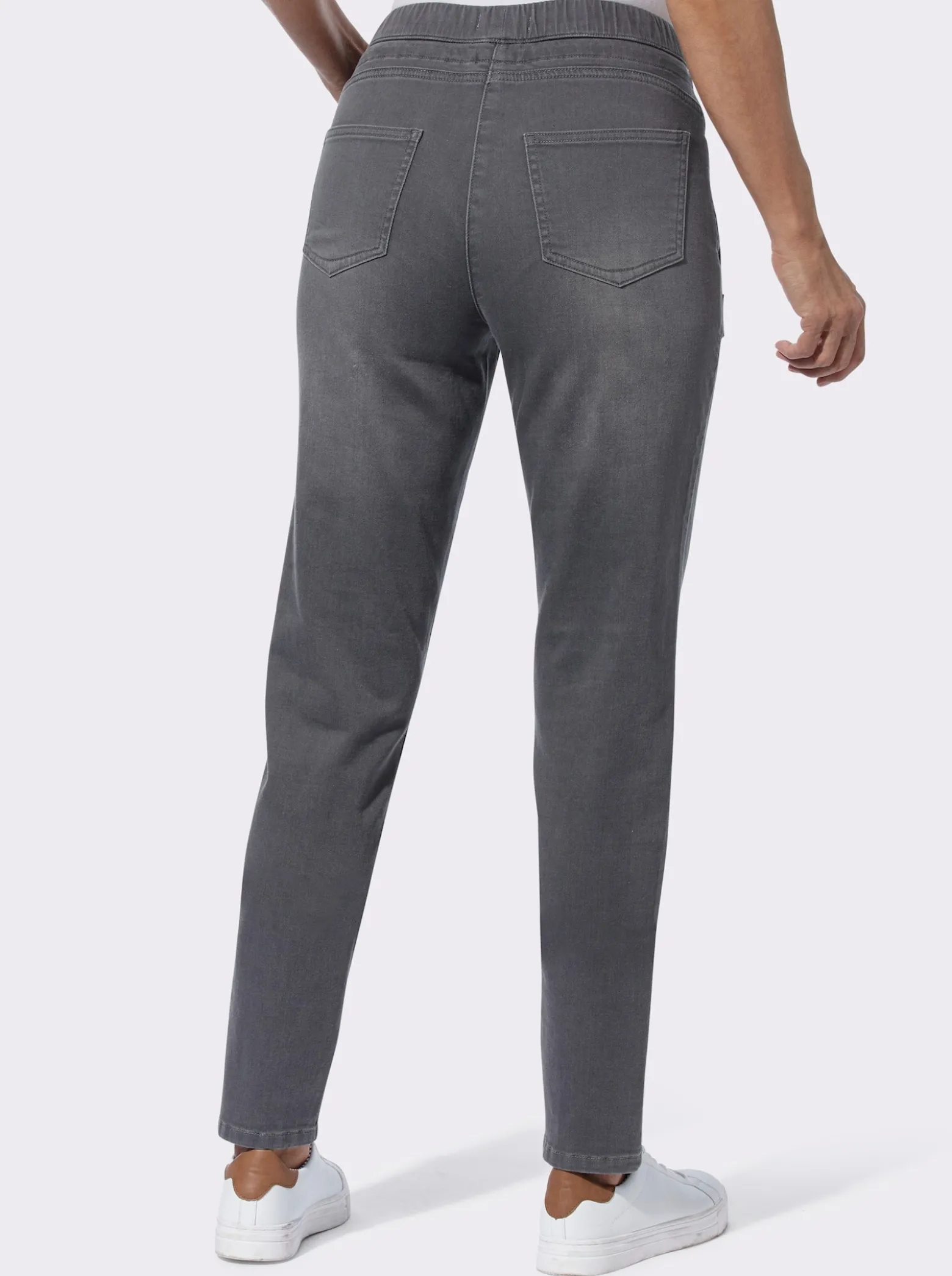 Schlupfjeans mit Tunnelzug und Bindeband