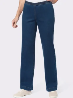 Schlupfjeans mit weitem Bein