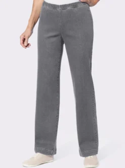 Schlupfjeans mit weitem Bein