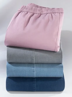 Schlupfjeans mit weitem Bein