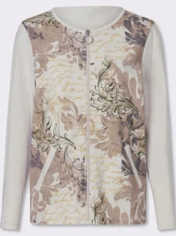 Shirtjacke in Melange-Optik, bedruckt