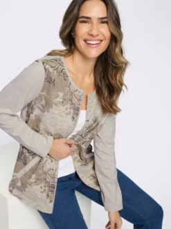Shirtjacke in Melange-Optik, bedruckt