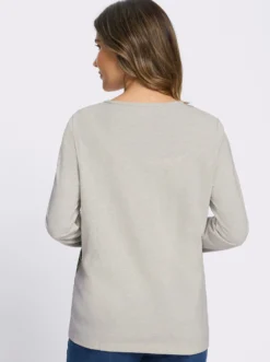 Shirtjacke in Melange-Optik, bedruckt