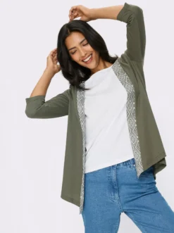 Shirtjacke mit Blende im Ethno-Stil