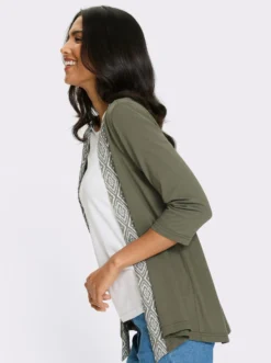 Shirtjacke mit Blende im Ethno-Stil