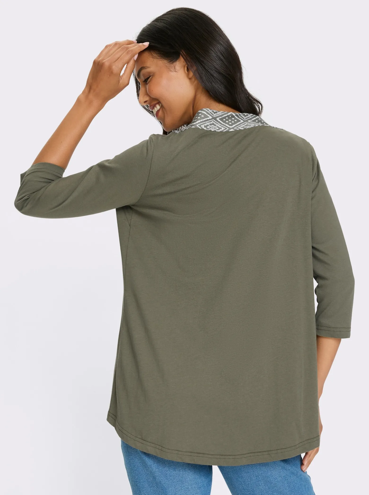 Shirtjacke mit Blende im Ethno-Stil