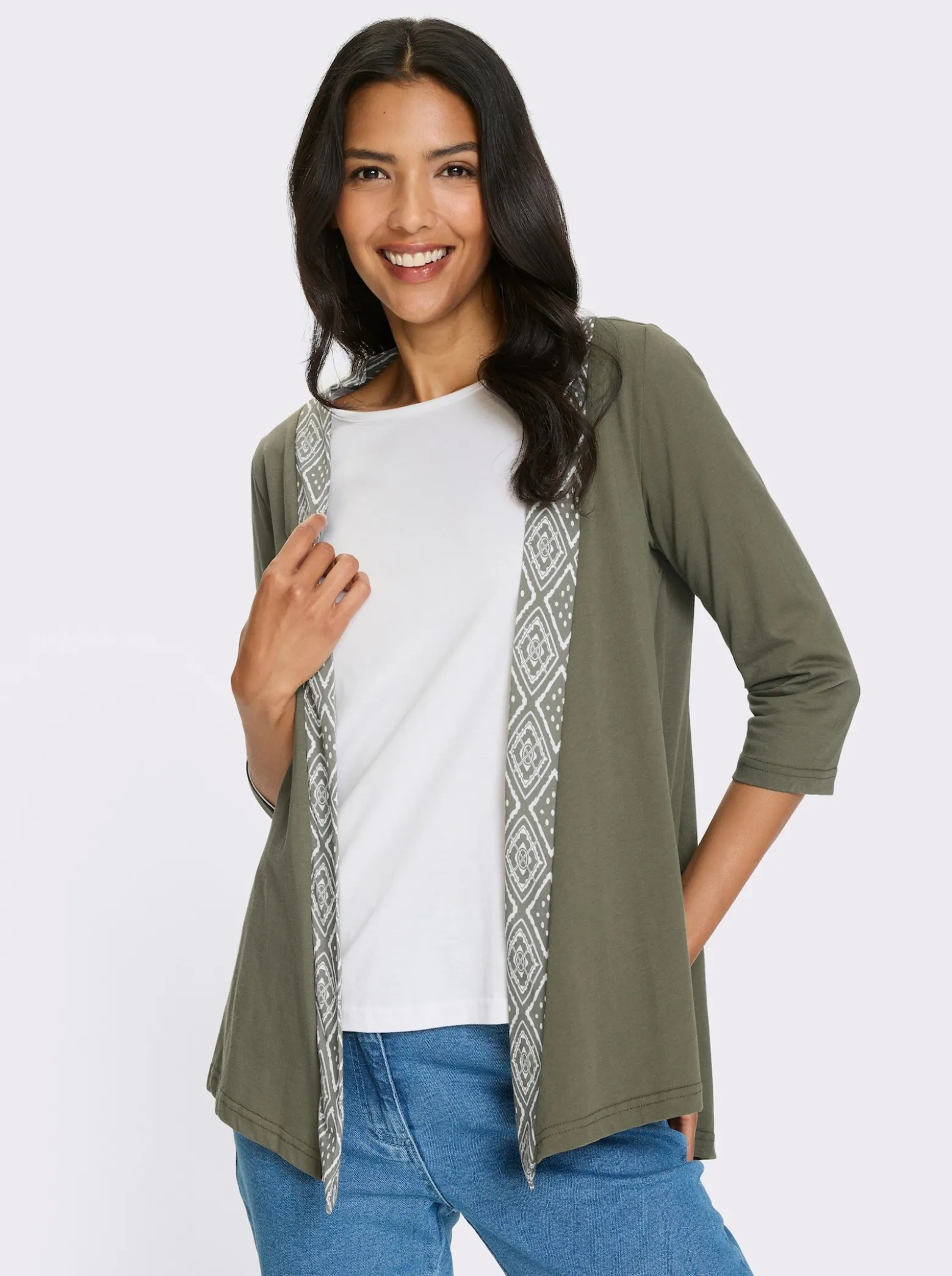Shirtjacke mit Blende im Ethno-Stil