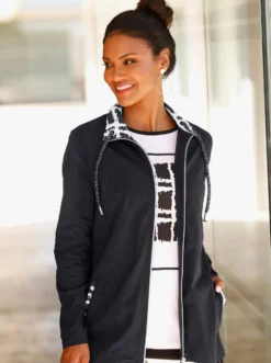 Shirtjacke mit grafischem Druck, innen