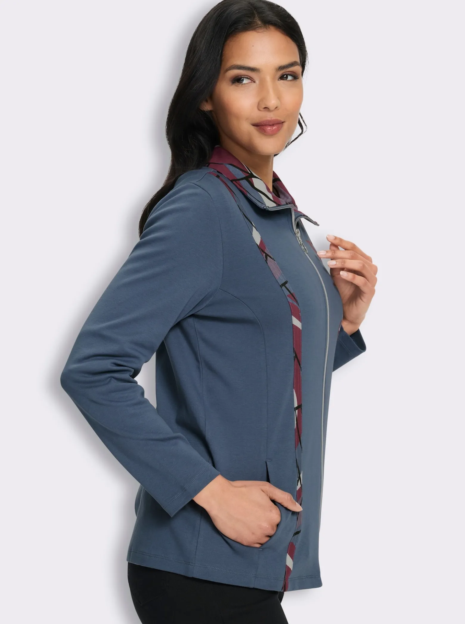 Shirtjacke mit kontrastreicher Verarbeitung