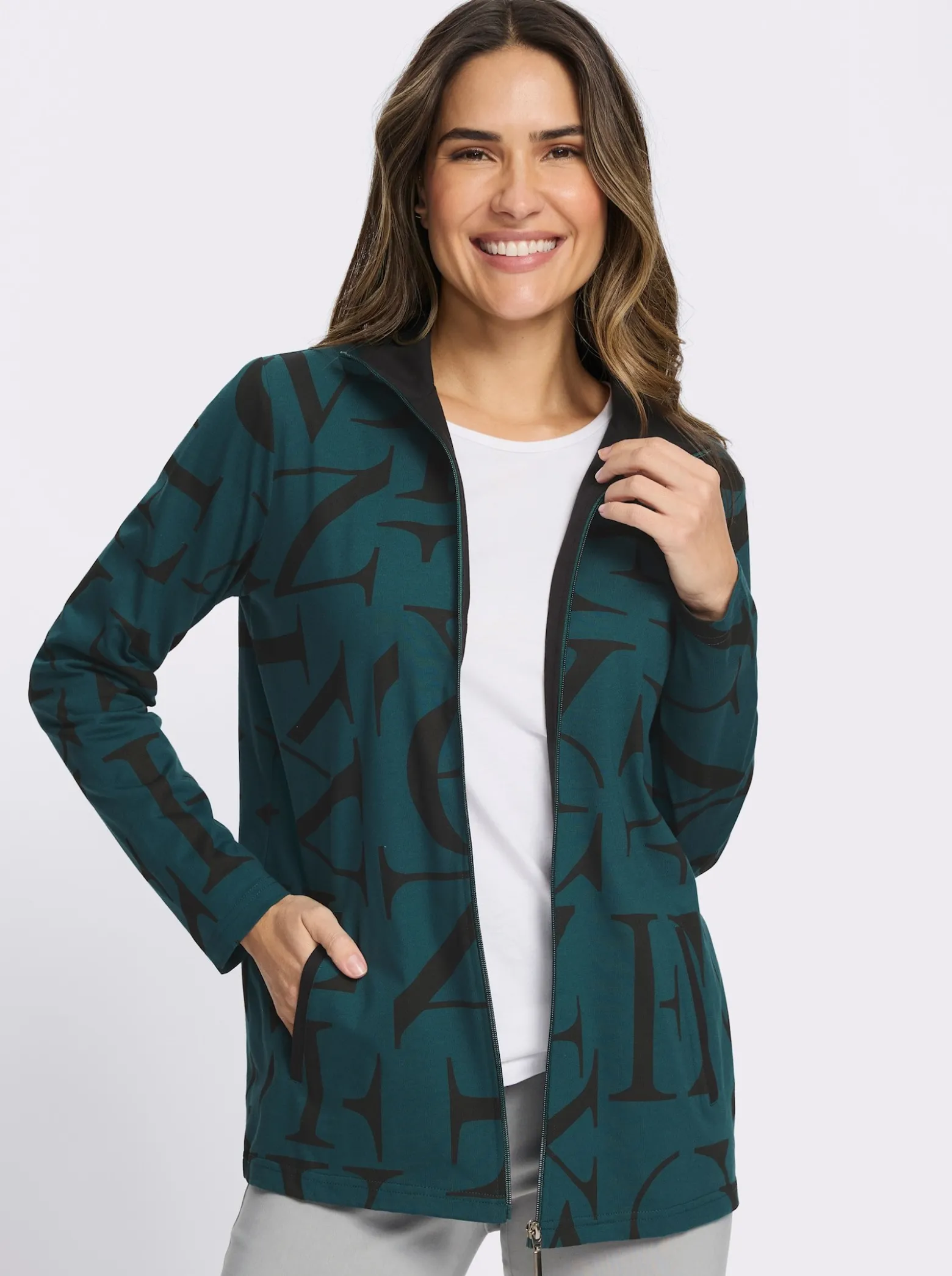 Shirtjacke mit Lettering-Druck