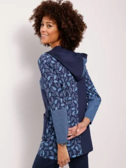 Shirtjacke mit Patchwork-Druck