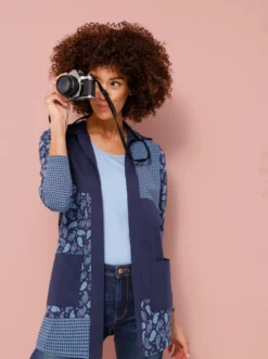 Shirtjacke mit Patchwork-Druck