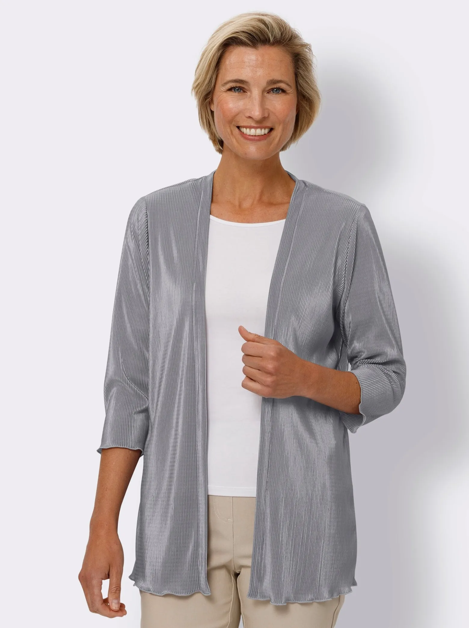 Shirtjacke mit Plissee-Falten