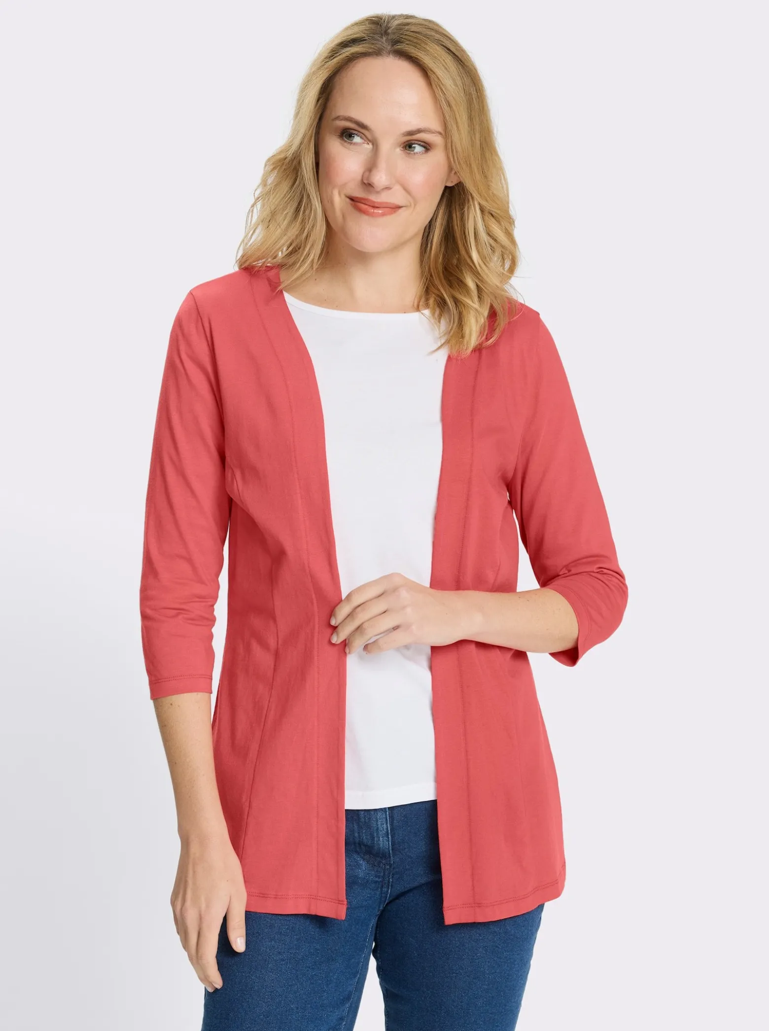 Shirtjacke mit 3/4-Ärmeln