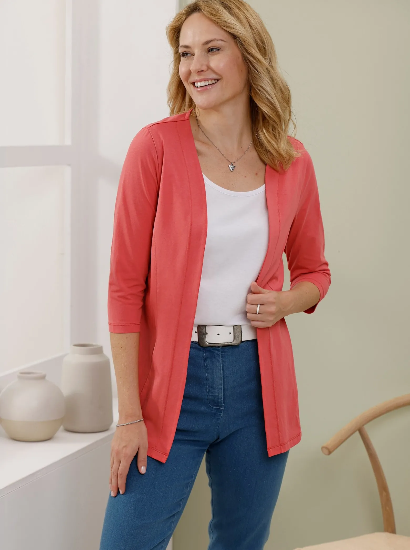 Shirtjacke mit 3/4-Ärmeln