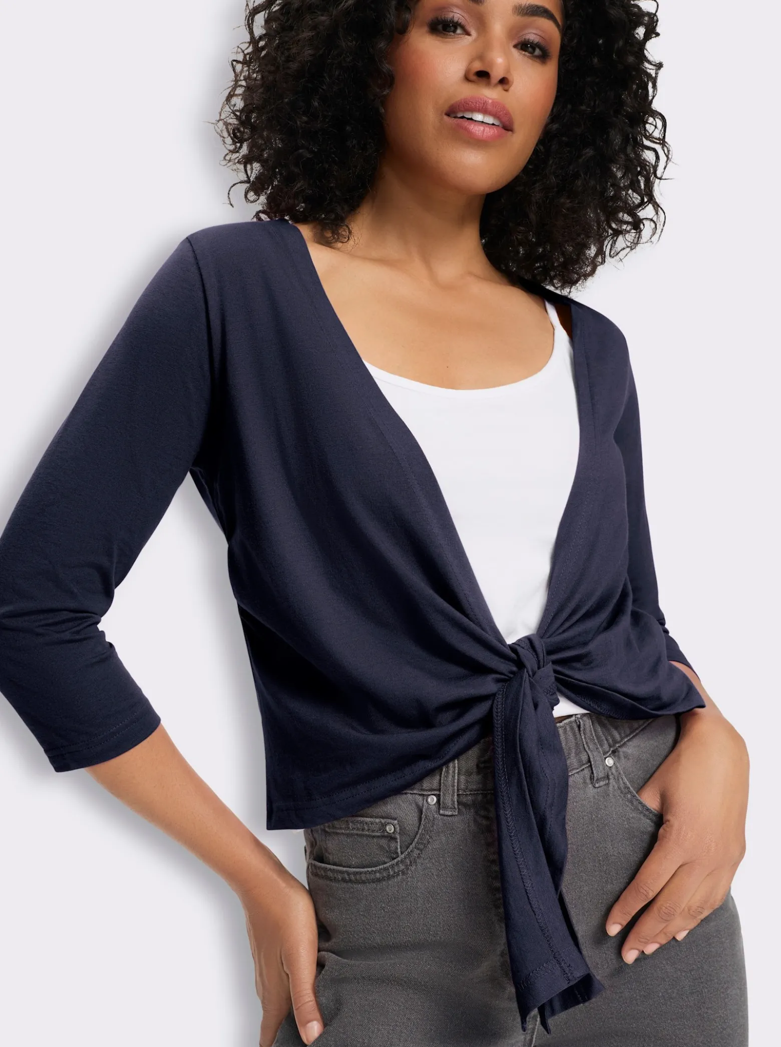 Shirtjacke mit Saum zum Knoten
