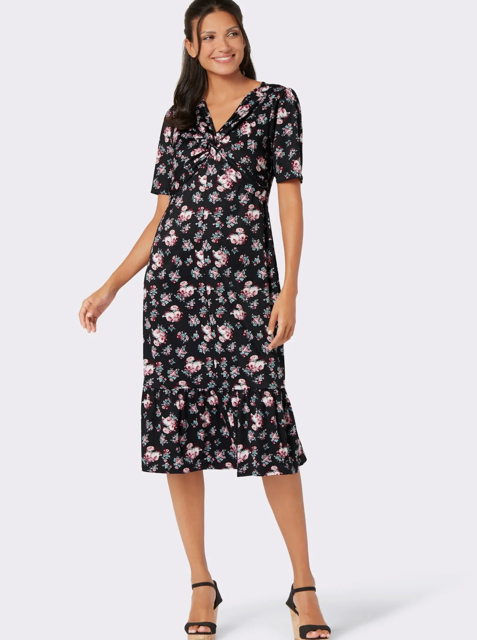 Shirtkleid mit Volant am Saum
