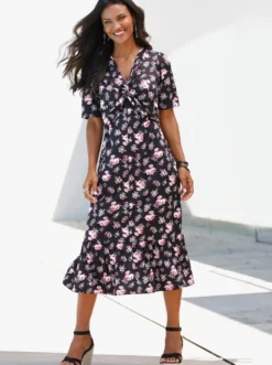 Shirtkleid mit Volant am Saum