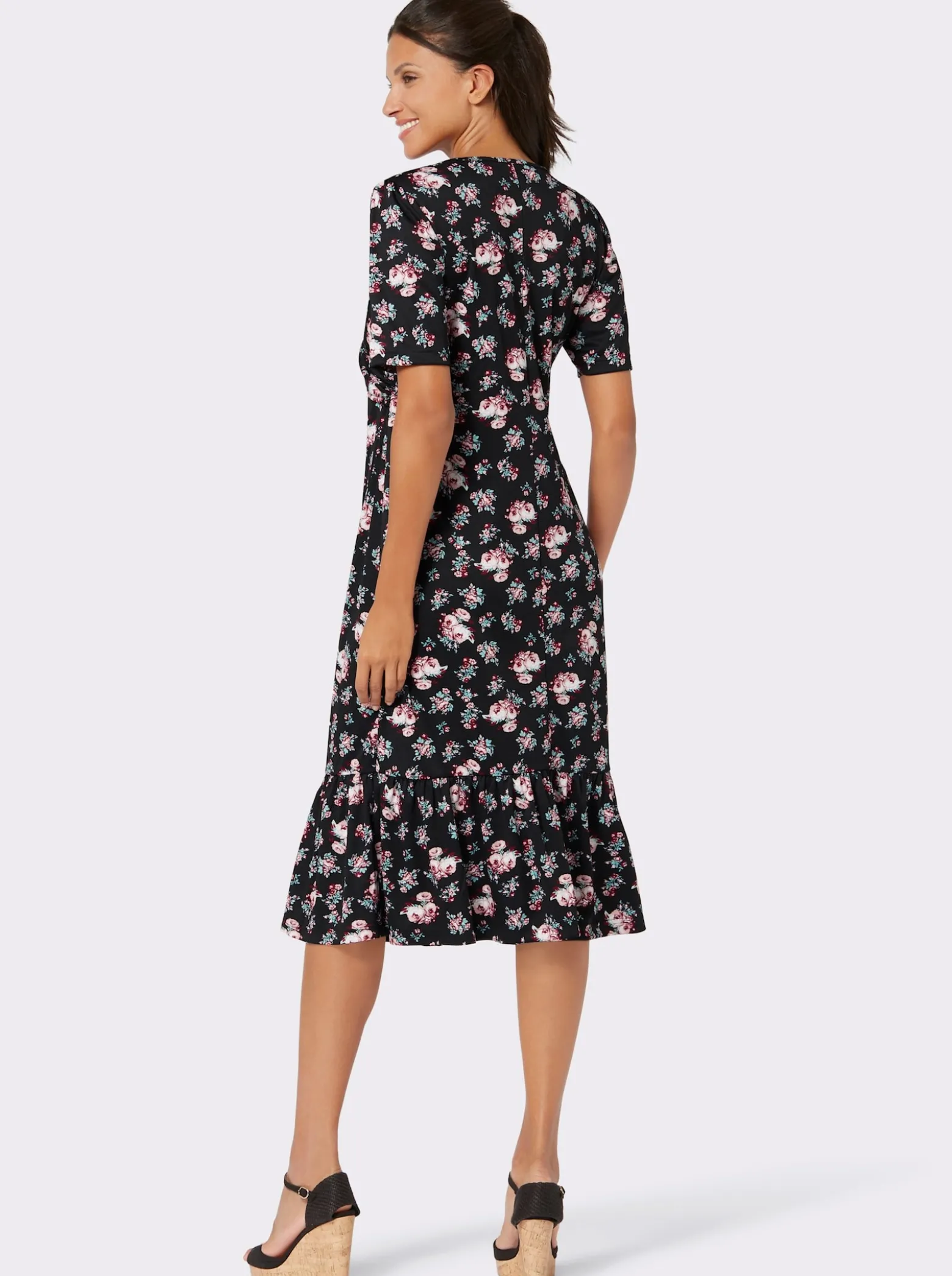 Shirtkleid mit Volant am Saum