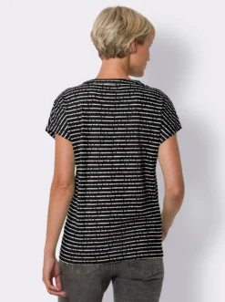 Shirt mit Stehkragen und V-Ausschnitt