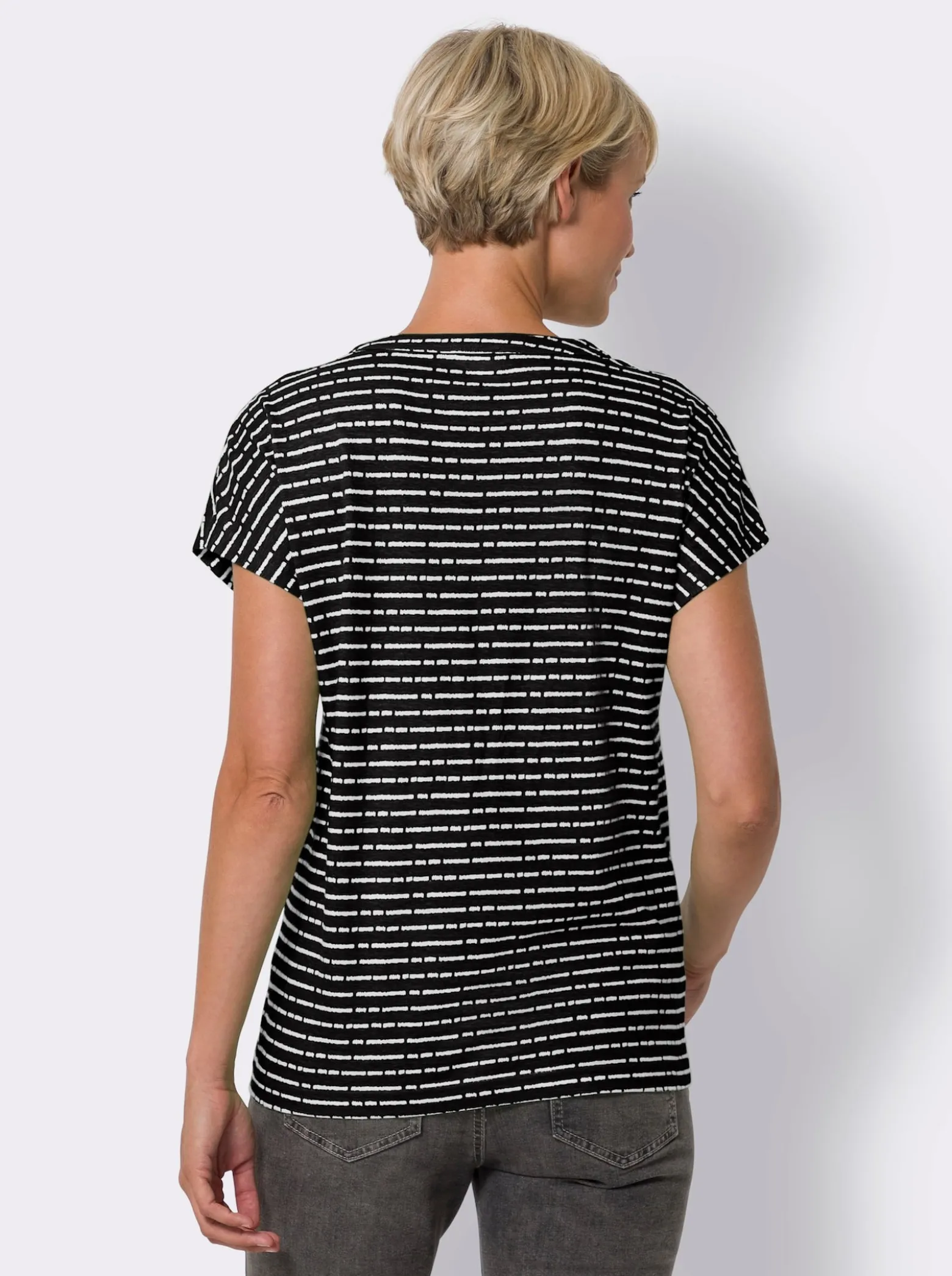 Shirt mit Stehkragen und V-Ausschnitt