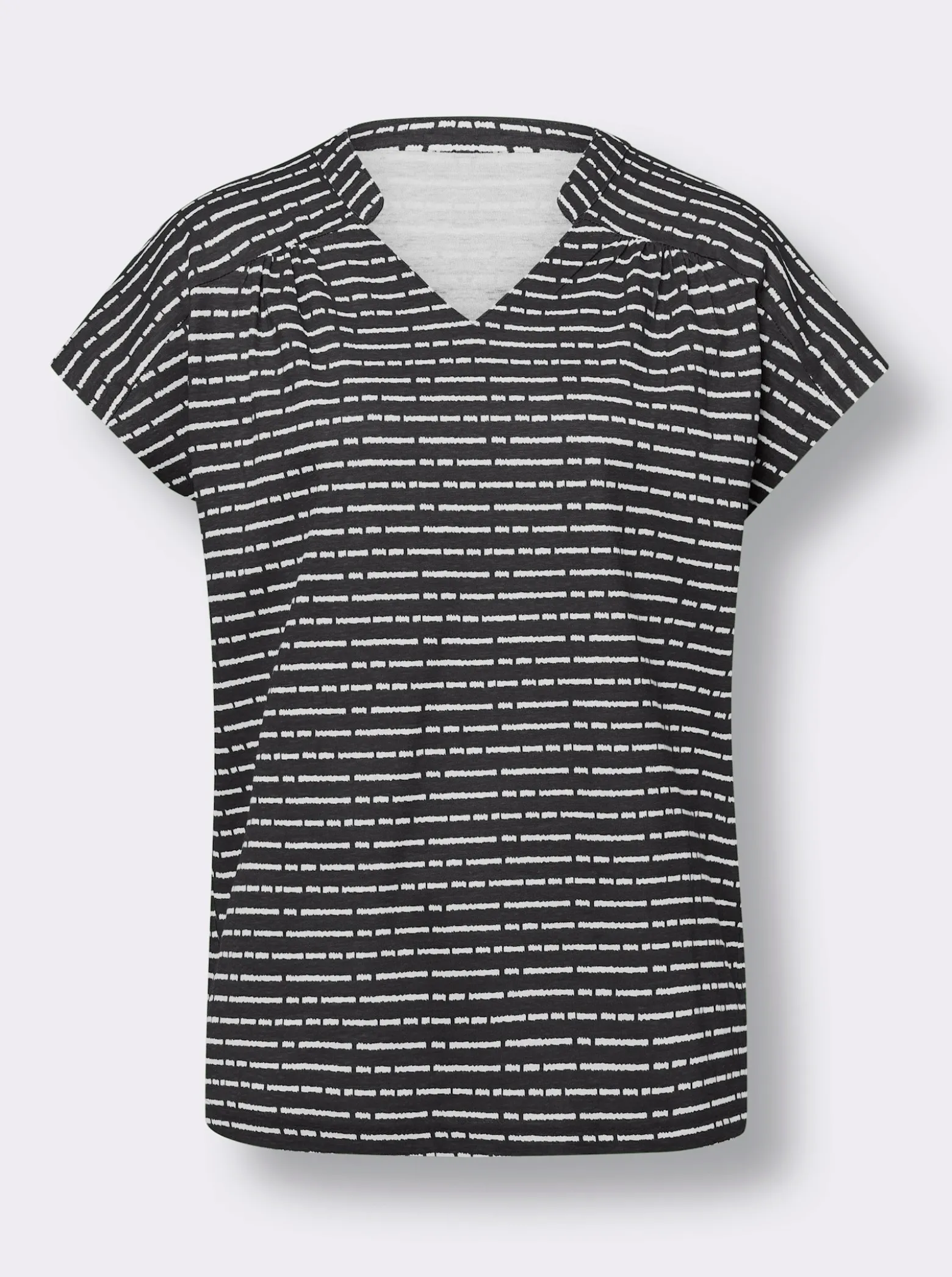 Shirt mit Stehkragen und V-Ausschnitt