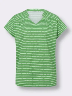 Shirt mit Stehkragen und V-Ausschnitt