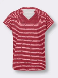Shirt mit Stehkragen und V-Ausschnitt