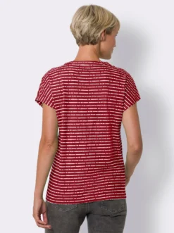 Shirt mit Stehkragen und V-Ausschnitt