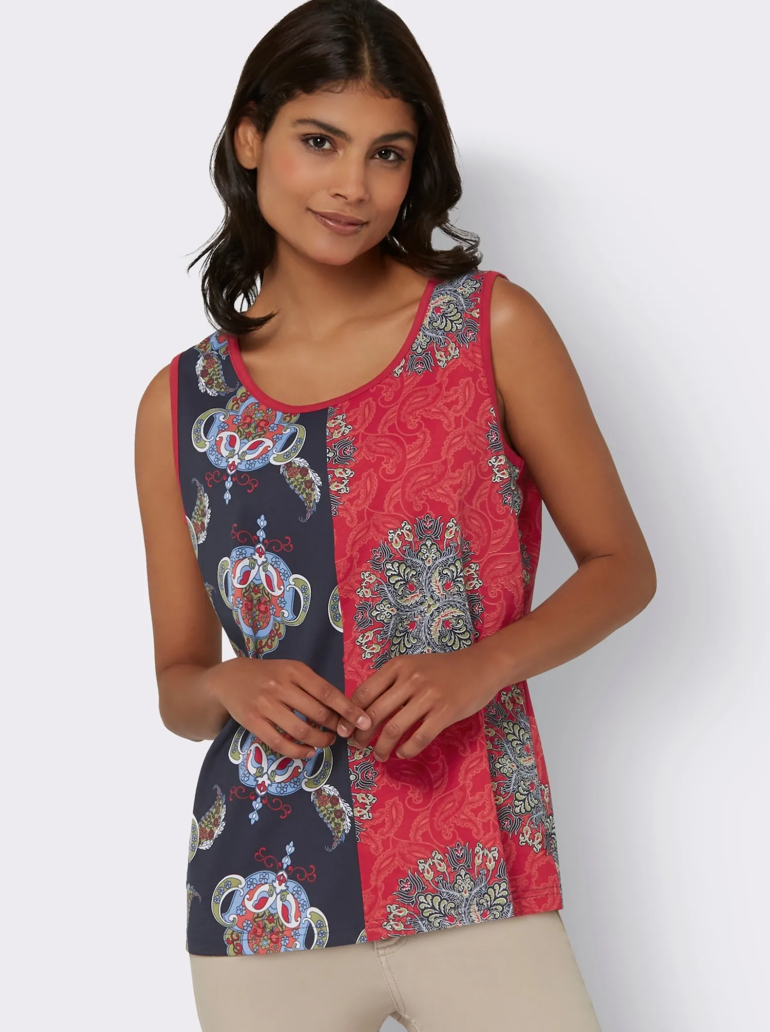 Shirttop in Patchwork-Optik