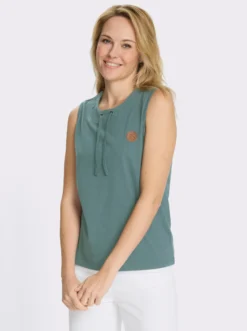 Shirttop mit Bindeband am Ausschnitt