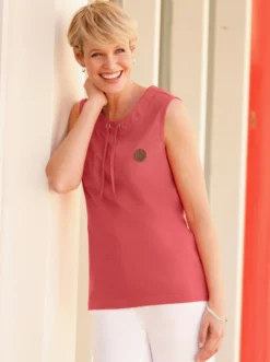 Shirttop mit Bindeband am Ausschnitt
