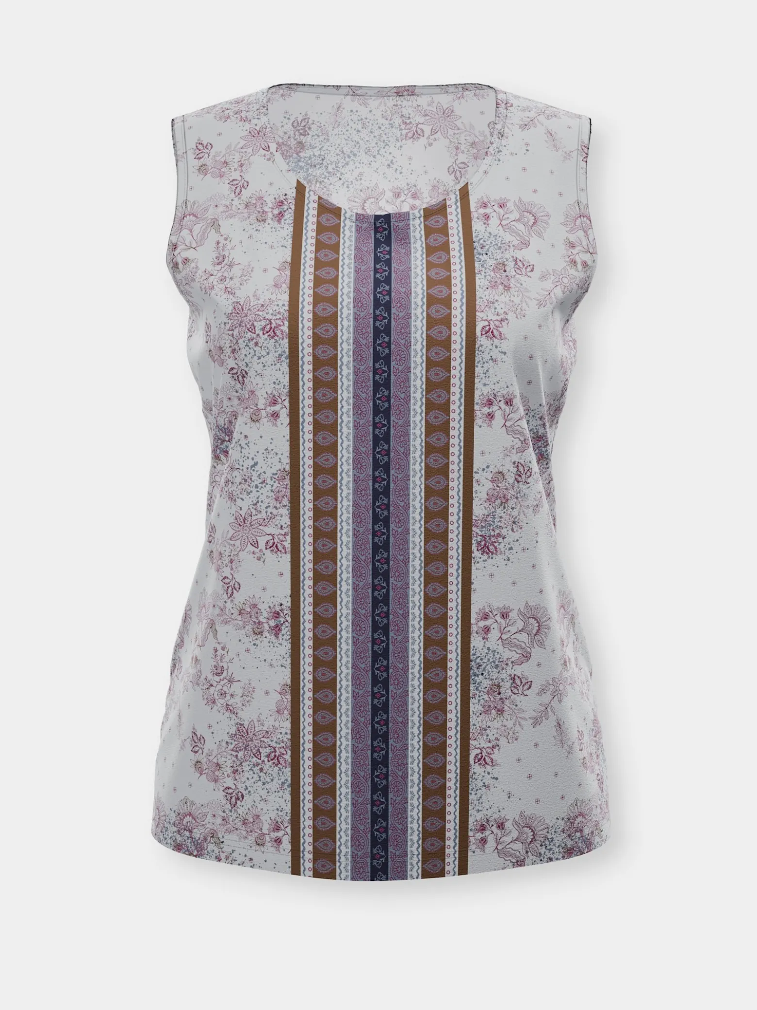 Shirttop mit Bordüren-Druck